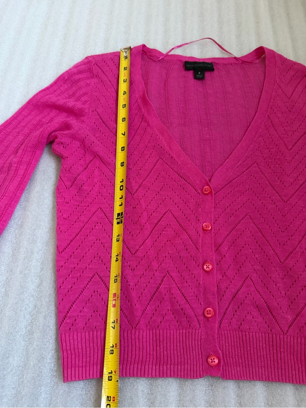 Worthington Hot Pink V-Neck Button-Up Cardigan - Picture 5 of 8